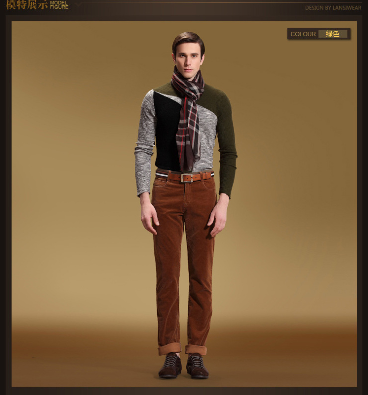 浪氏威尔lansiwear潮男士羊毛衫2012冬装大码