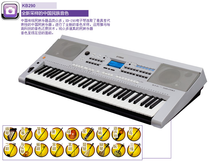 YAMAHA雅马哈电子琴民族风KB290 价格\/图片