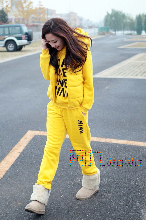 红地球 redearth 秋冬女装韩版加棉抓绒 休闲套