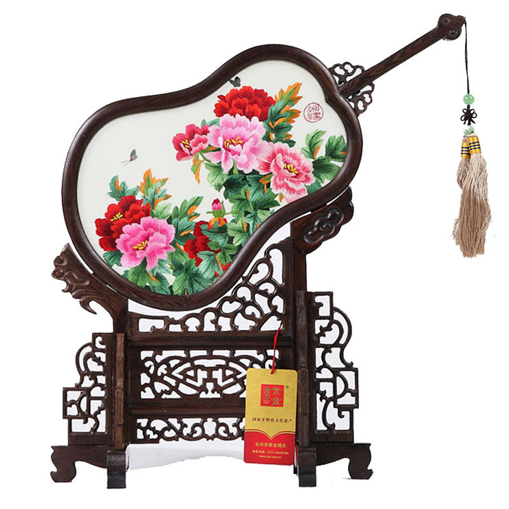 紫金秀 湘绣中国四大名绣之一 双面绣摆件 有面