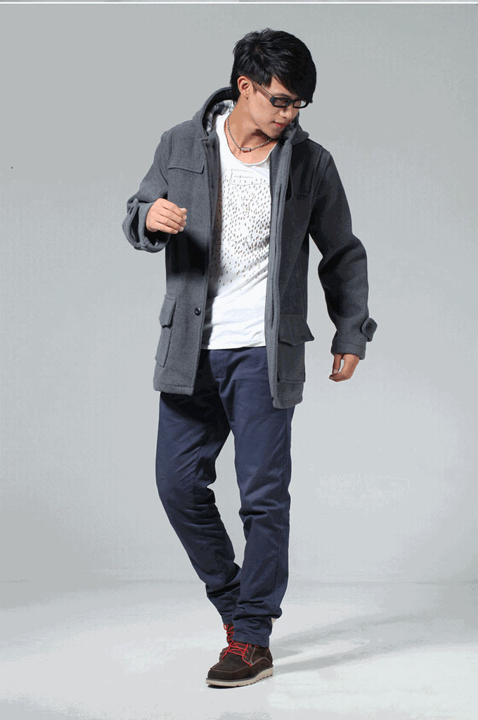 时尚芭莎 英伦风格男装外套新款风衣大衣 加厚