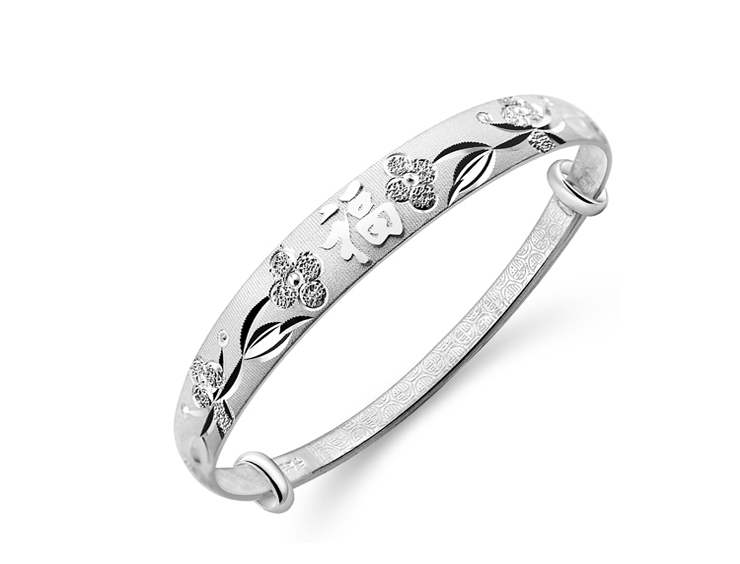 琉年999千足银女款银手镯子 送母亲礼物包邮