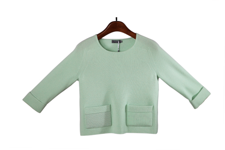 正品新款 100%纯羊绒衫 女马鞍肩 圆领毛衣C