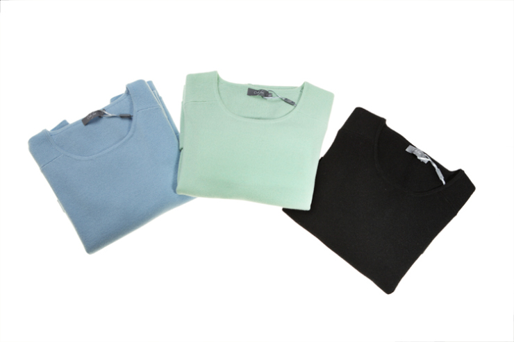 正品新款 100%纯羊绒衫 女马鞍肩 圆领毛衣C