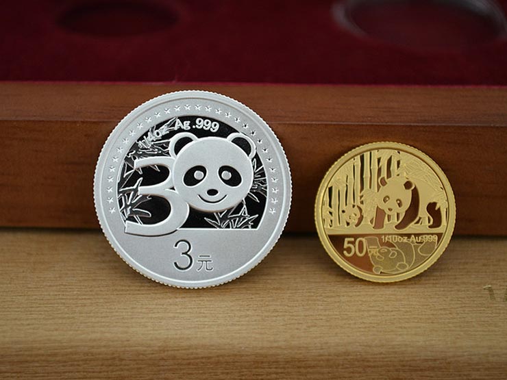 中国金币 2012年30周年熊猫金银币套装 (1\/10