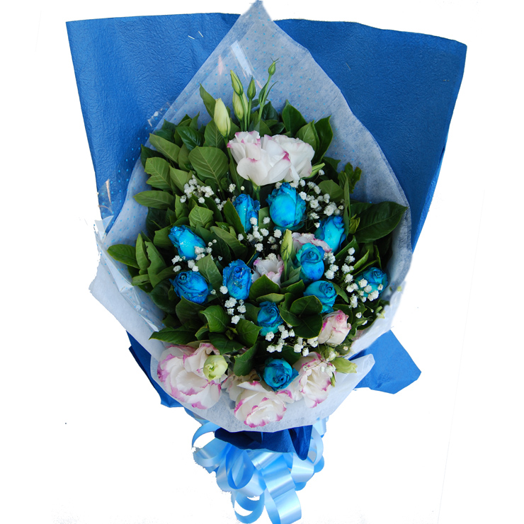 花易鲜花速递 11枝蓝玫瑰 蓝色妖姬 创意生日祝