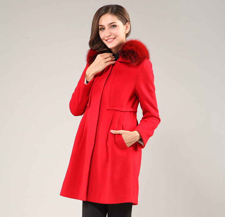 YINER音儿影儿 2012秋冬新款红色羊毛时尚女