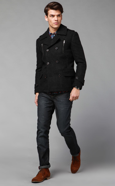 jackjones\/杰克琼斯杰克琼斯拉链双排扣毛呢外