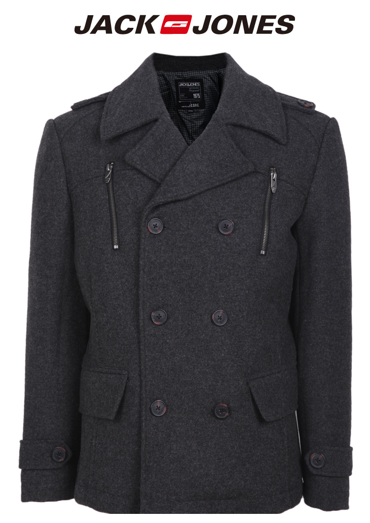 jackjones\/杰克琼斯杰克琼斯拉链双排扣毛呢外