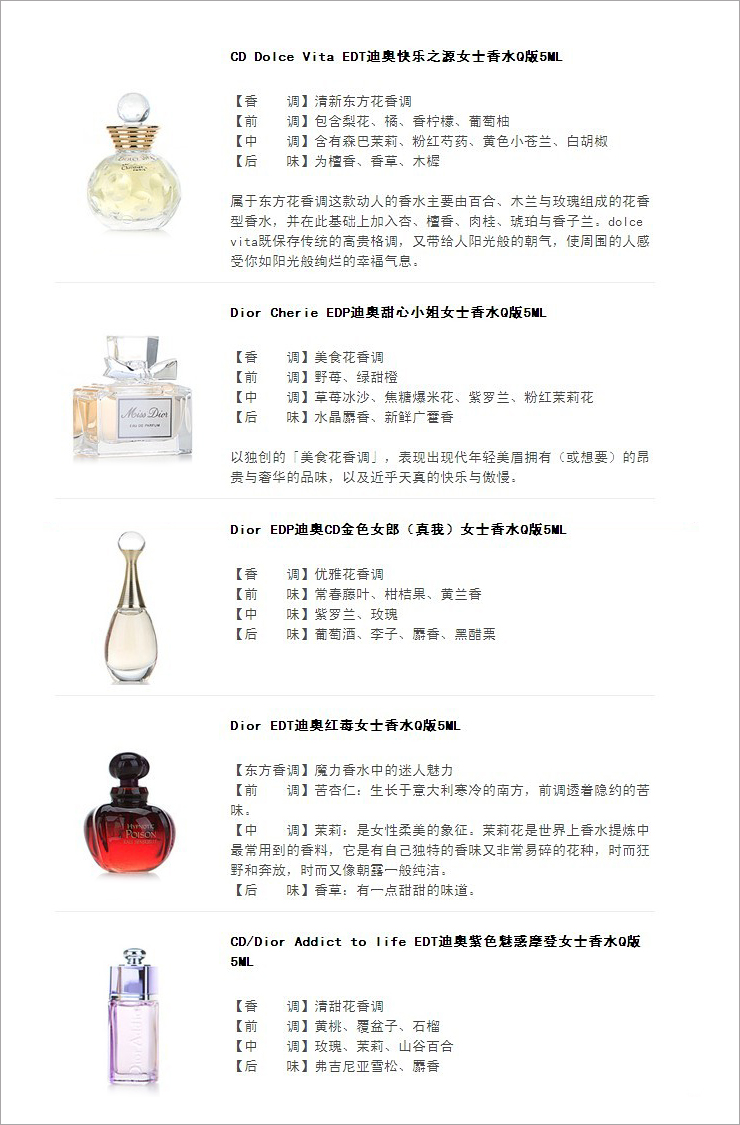 CD/<em>Dior迪奥</em> <em>女士香水</em>Q版5件套装 精美礼盒装