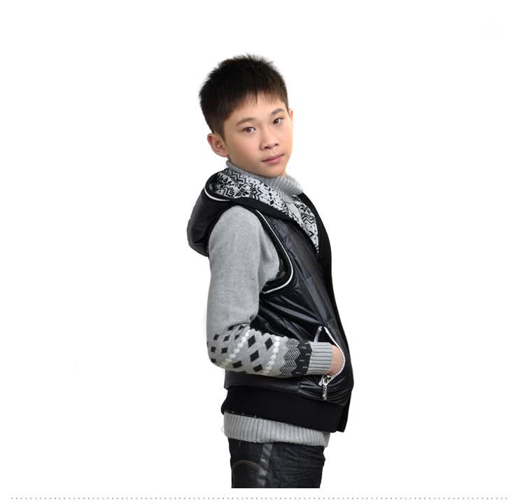 <em>七波辉</em>春款<em>男童</em>中大童纯色保暖棉<em>马甲</em>B13241
