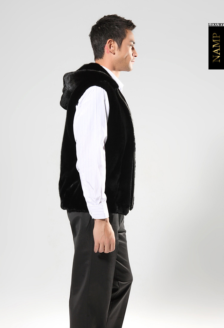 NAMP 男装水貂<em>皮草马甲</em>外套 海宁皮草进口水