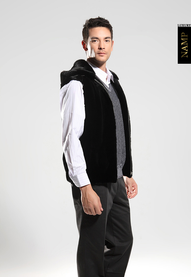 NAMP 男装水貂<em>皮草马甲</em>外套 海宁皮草进口水