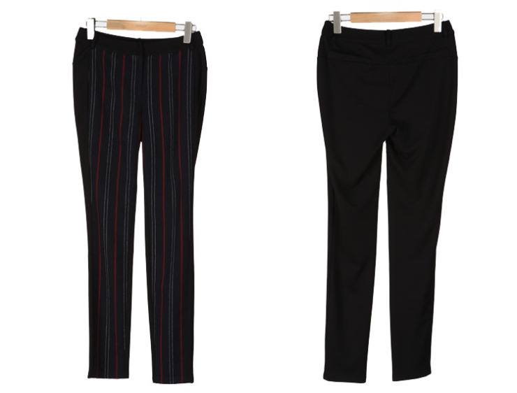 INSUN恩裳 2012秋冬条纹 铅笔裤女裤 黑色99