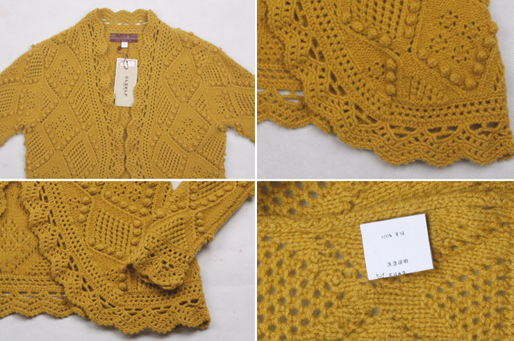 习朗CLSELF纯手工镂空<em>编织</em>纯羊绒<em>女款开衫</em>在