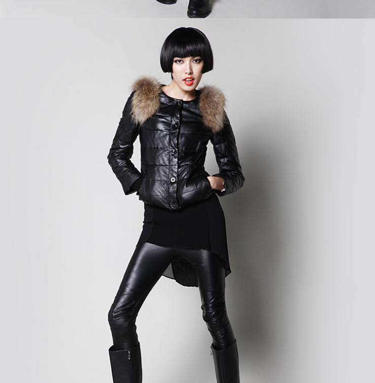 琳艾琳 正品2012进口绵羊皮 貉子毛领 海宁皮衣