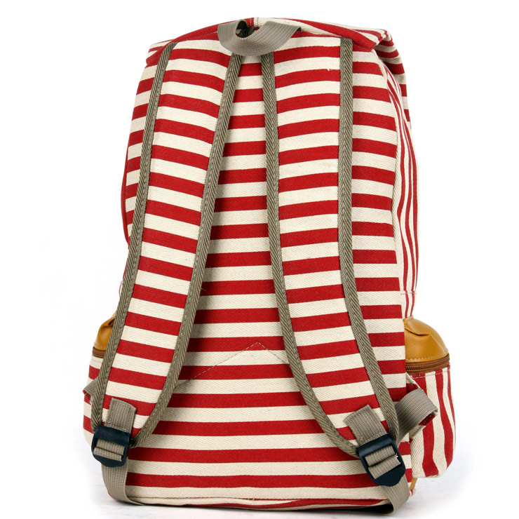 丹杰斯 个性帆布条纹女士双肩背包-旅行包 S5