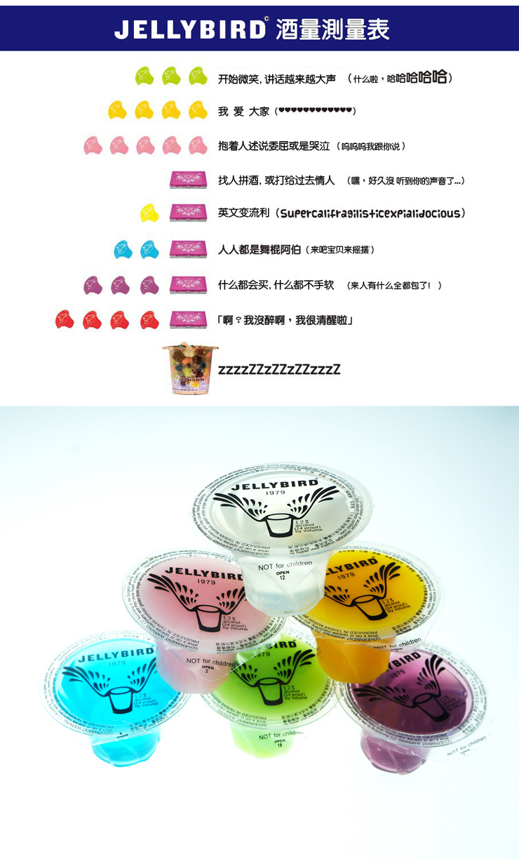 Jellybird 台湾进口 水蜜桃味果冻酒 8颗装 价格