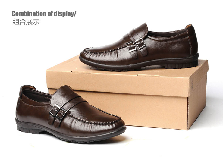 POLO VILLAE 舒适双排扣带超纤革面商务休闲