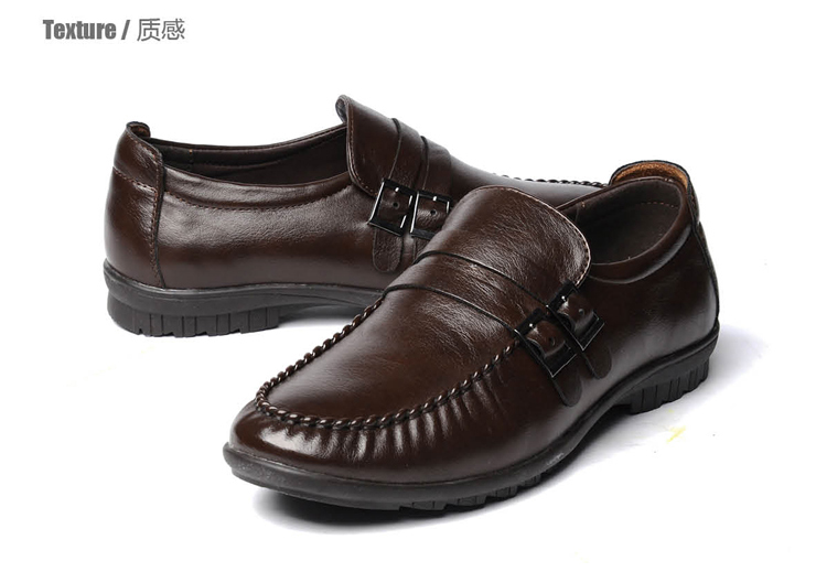 POLO VILLAE 舒适双排扣带超纤革面商务休闲