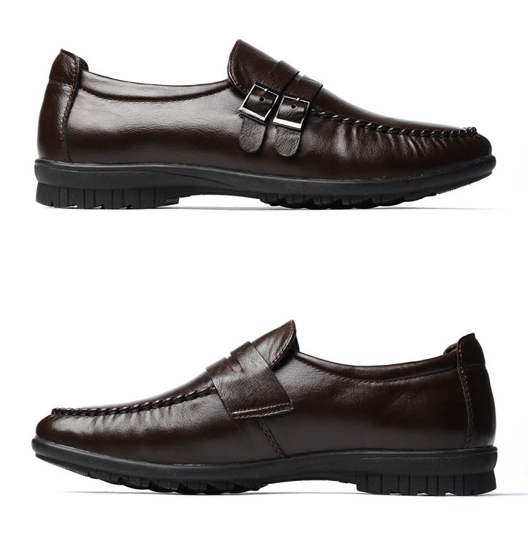 POLO VILLAE 舒适双排扣带超纤革面商务休闲