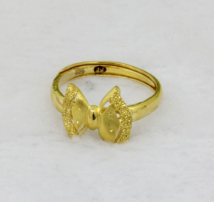 菲尔雅 爱心蝴蝶结 黄金千足金戒指特卖 全场包