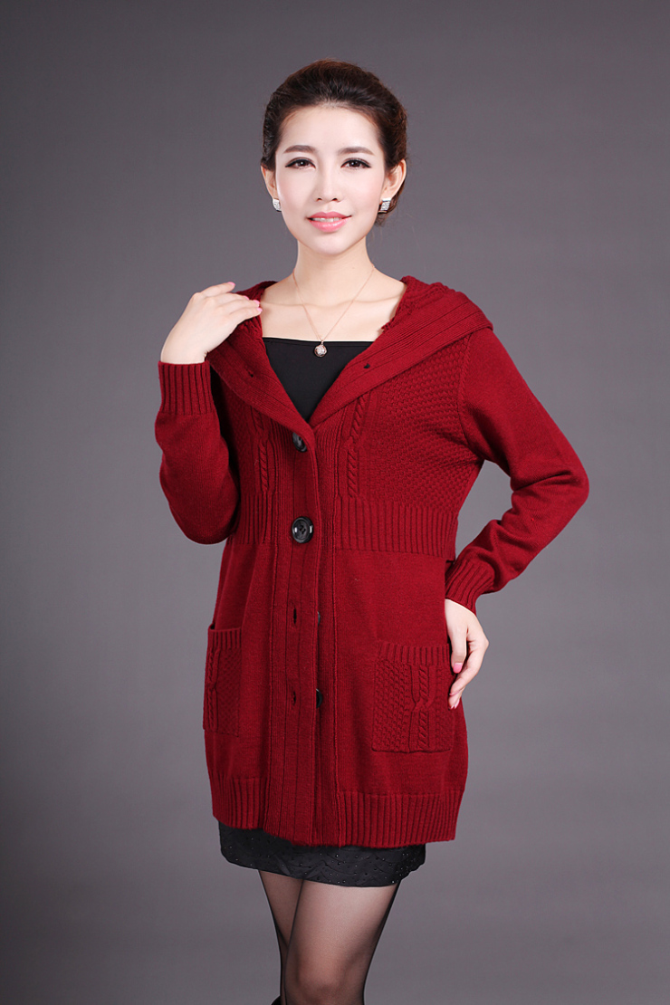 露西维特lucywitte秋冬女装韩版女士针织<em>开衫中</em>