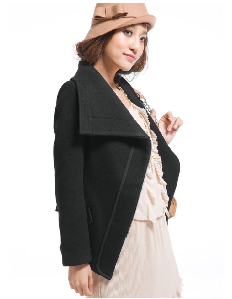 PEACEBIRD太平鸟冬装女大翻领短大衣AD11