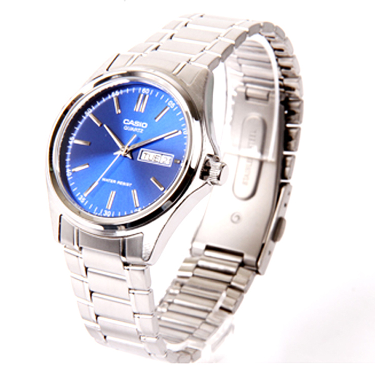 卡西欧 CASIO 石英男士手表 蓝色表盘钢带圆形