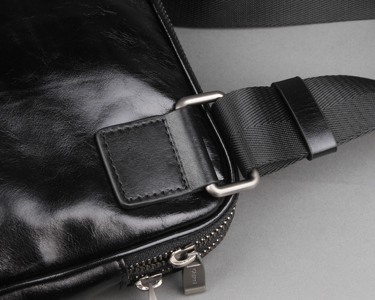 牛皮男士单肩包斜挎包双拉链韩版休闲