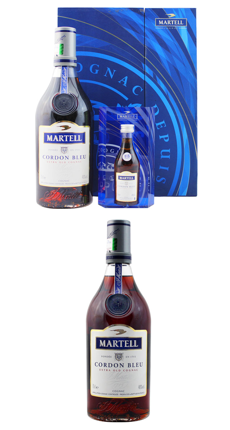 进口洋酒礼盒 法国 40vol 马爹利蓝带干邑白兰