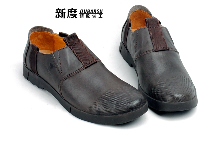 欧邦鼠2012新款 时尚男鞋英伦休闲鞋 真皮商务