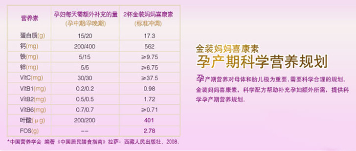 雅培金装妈妈喜康素孕产妇营养配方奶粉800g