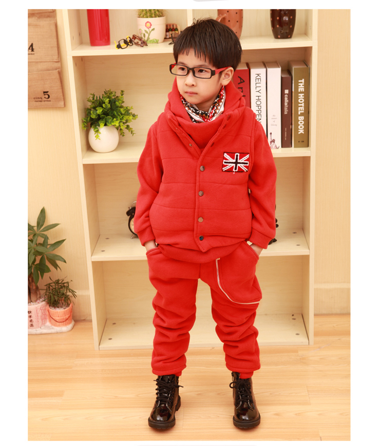 贝特乐 拉链卫衣三件套 童装男童套装秋冬装2