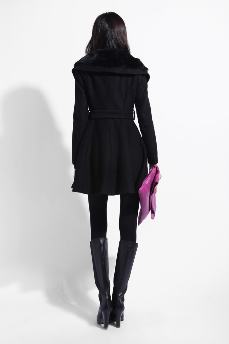 伊芙丽\/eifini 冬装新款 韩版修身翻领毛呢 女 呢