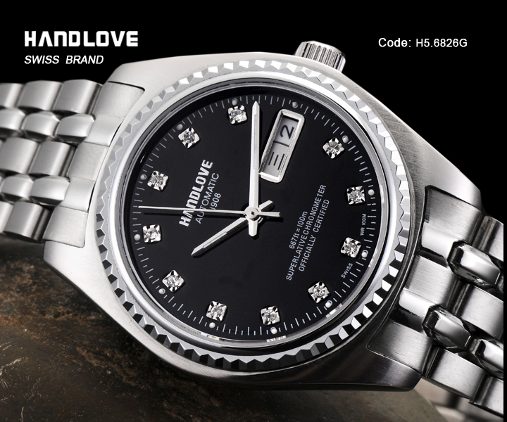 汉爱 HANDLOVE 全自动机械手表 双日历表 精