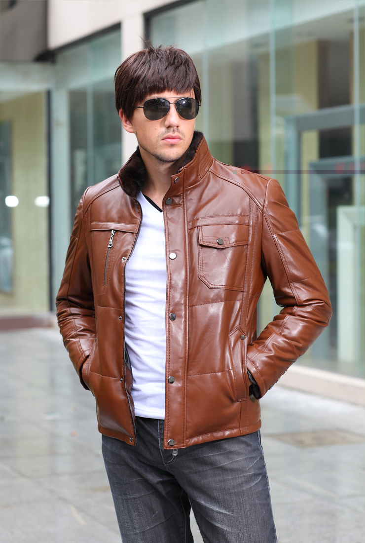 Anggi桉杰 海宁皮衣绵羊皮貂毛领羽绒皮衣真皮