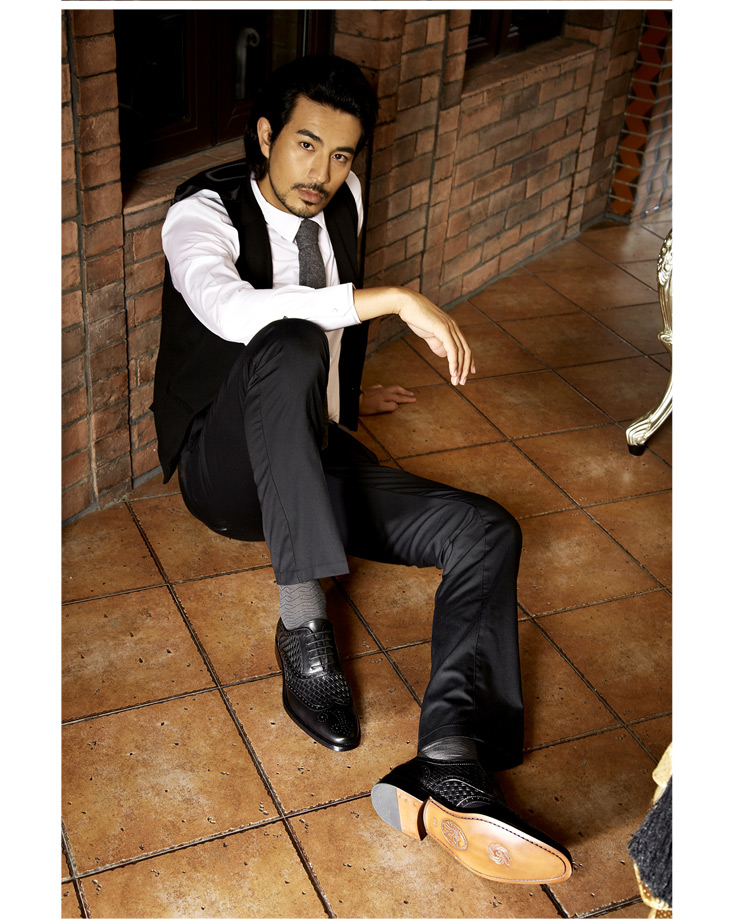 龙派(longpai)精选奢华手工编织 小牛皮男鞋 英