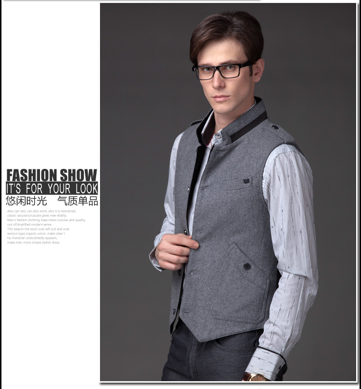 K.LOOK 新品休闲男装 <em>男士</em>单排扣立领<em>马夹西</em>