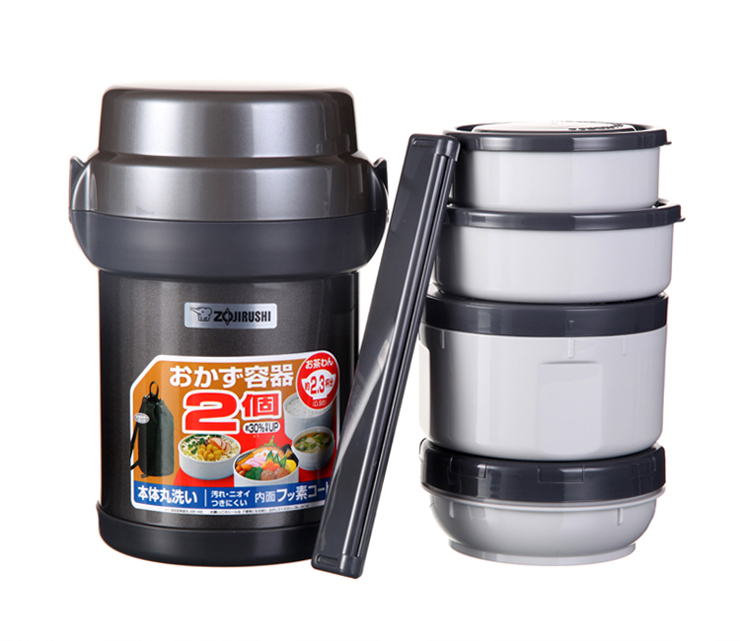 象印ZOJIRUSHI 不锈钢真空保温饭盒/便当盒 1.4L SL-JAF14-HG含背包