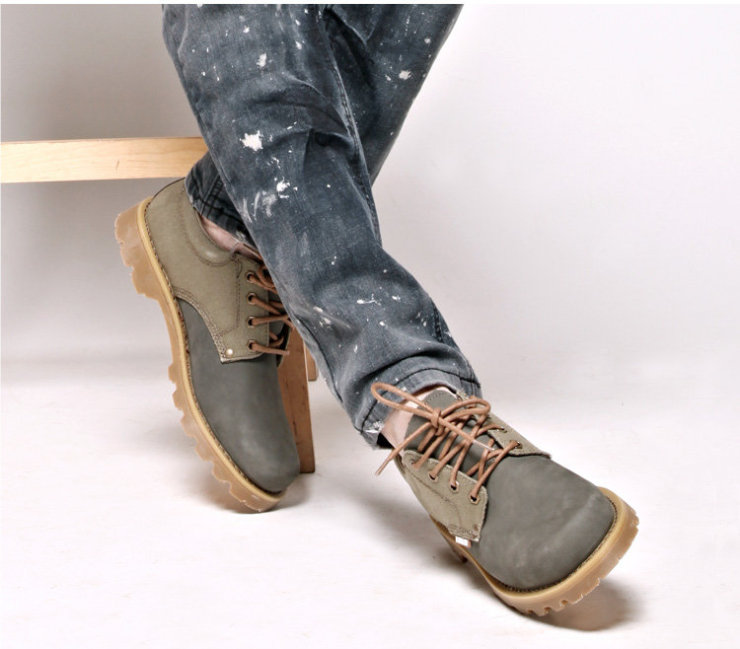 迪凯伦 舒适系带磨砂牛皮工装休闲鞋 D12002