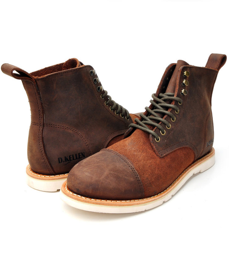 迪凯伦 英伦风系带头层牛皮工装休闲鞋 D1101