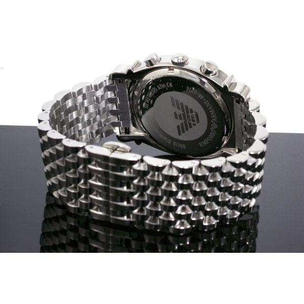 阿玛尼手表 正品 钢链三眼 商务男表 黑色AR03