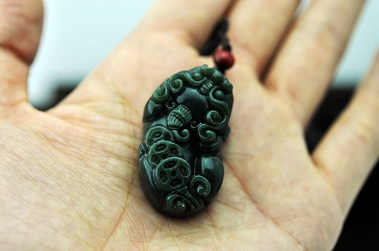 西域玉器 新疆和田玉青玉貔貅挂件 招财辟邪吊