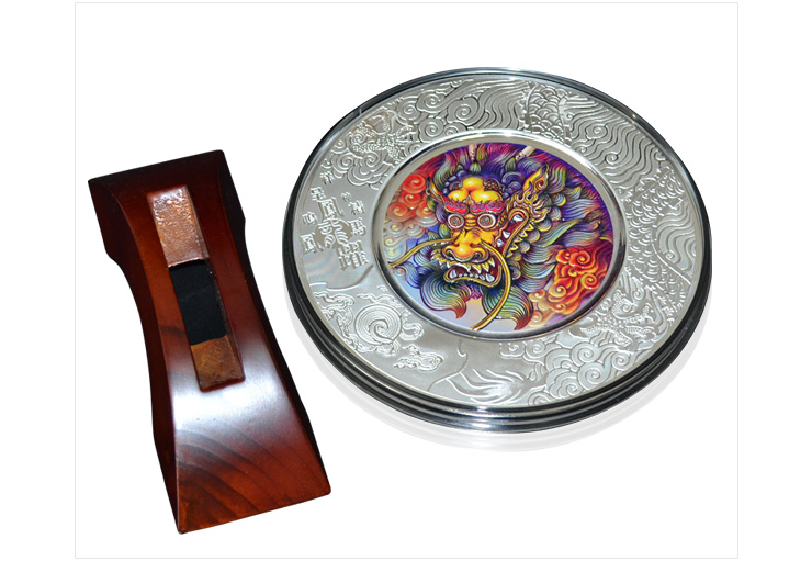 龙年高浮雕彩色银盘500g 龙年巨献 上海造币厂