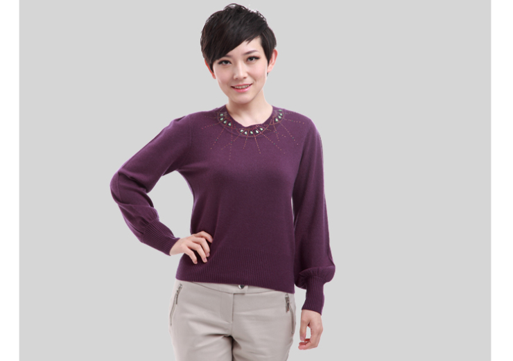 Snow-Lotus\/雪莲 圆领女羊绒衫 长袖套头女式羊