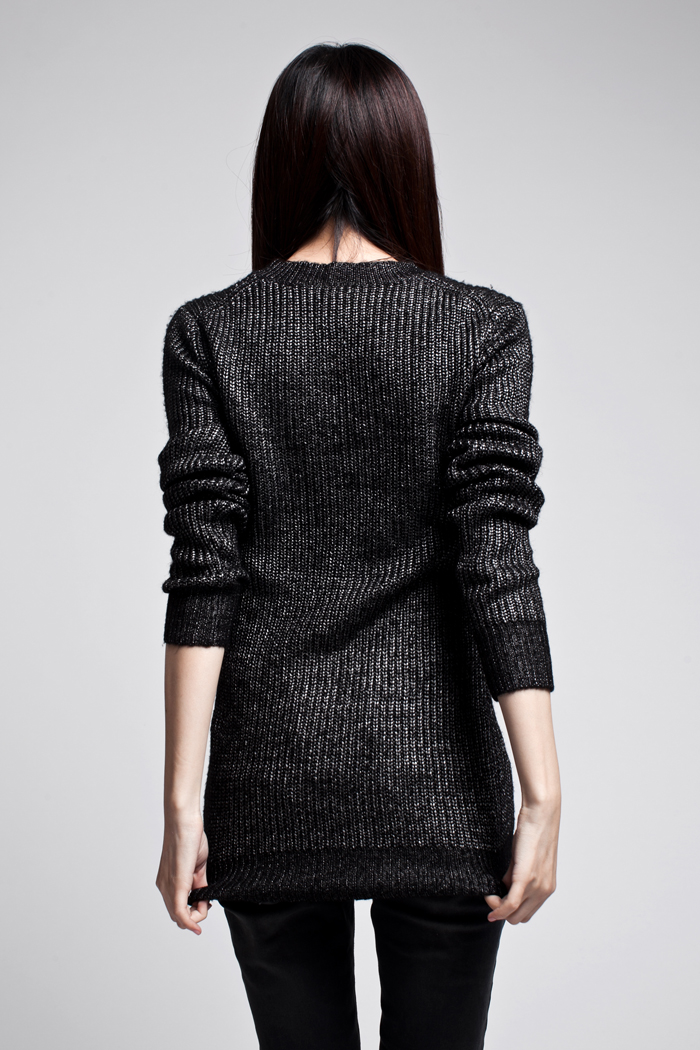 女装冬涂层亮面锁边毛衣2483587