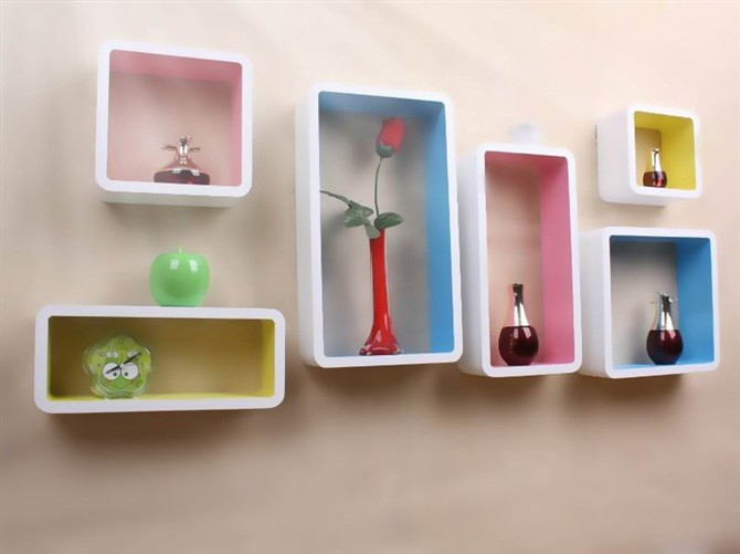 自由色彩 创意格子 壁架 烤漆隔板搁板置物架 壁