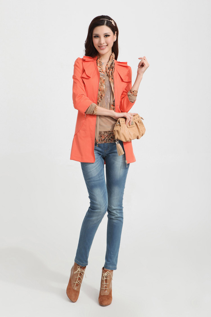 三彩品质女装 2012专柜同步款秋装 中长风衣S