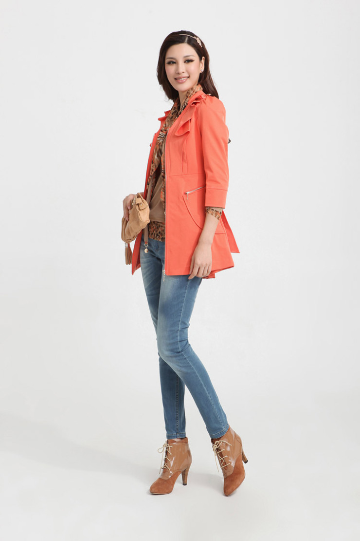 三彩品质女装 2012专柜同步款秋装 中长风衣S